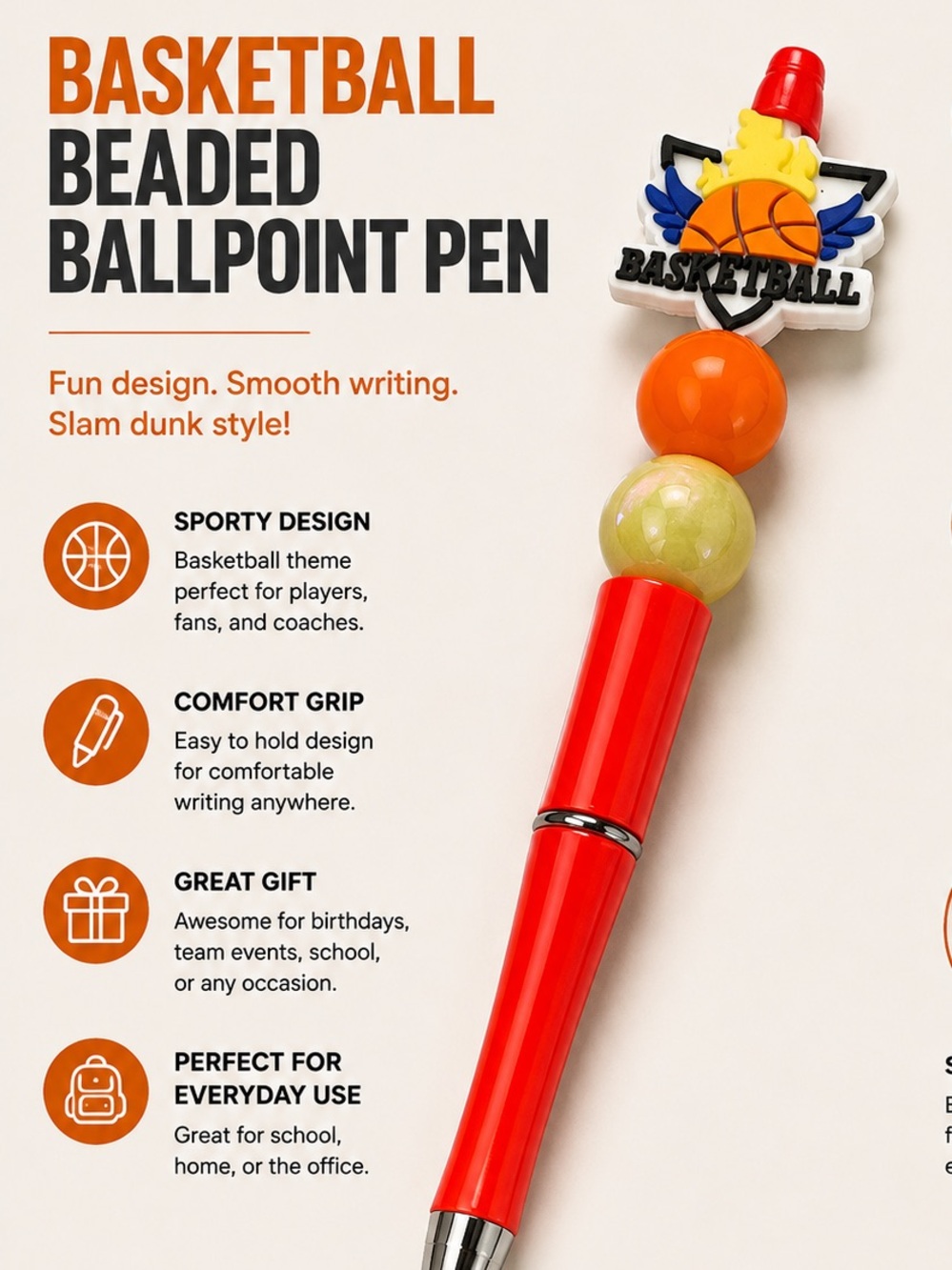 NBA Orange & Yellow Basketball pen